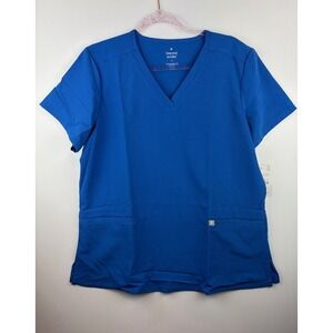 Beyond Scrubs Unity V-Neck Top Royal Blue Nursing Medical Uniform Large SBT107